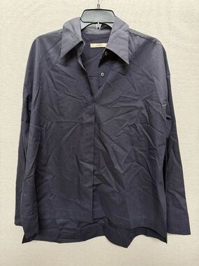 Odeeh Button Down Split Side Virgin Wool Blouse - size 38/M